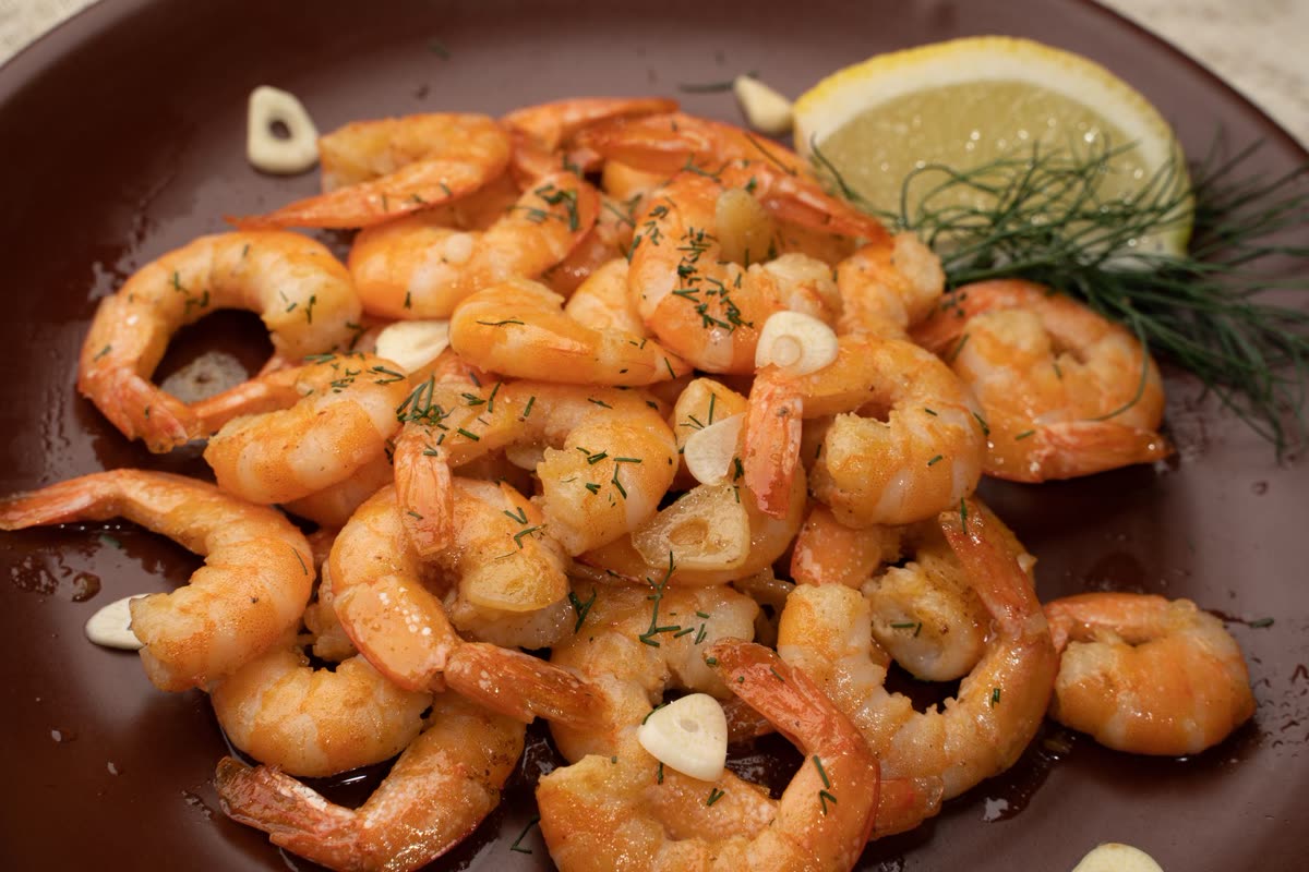 Crevettes sautées à l'ail et à l'aneth