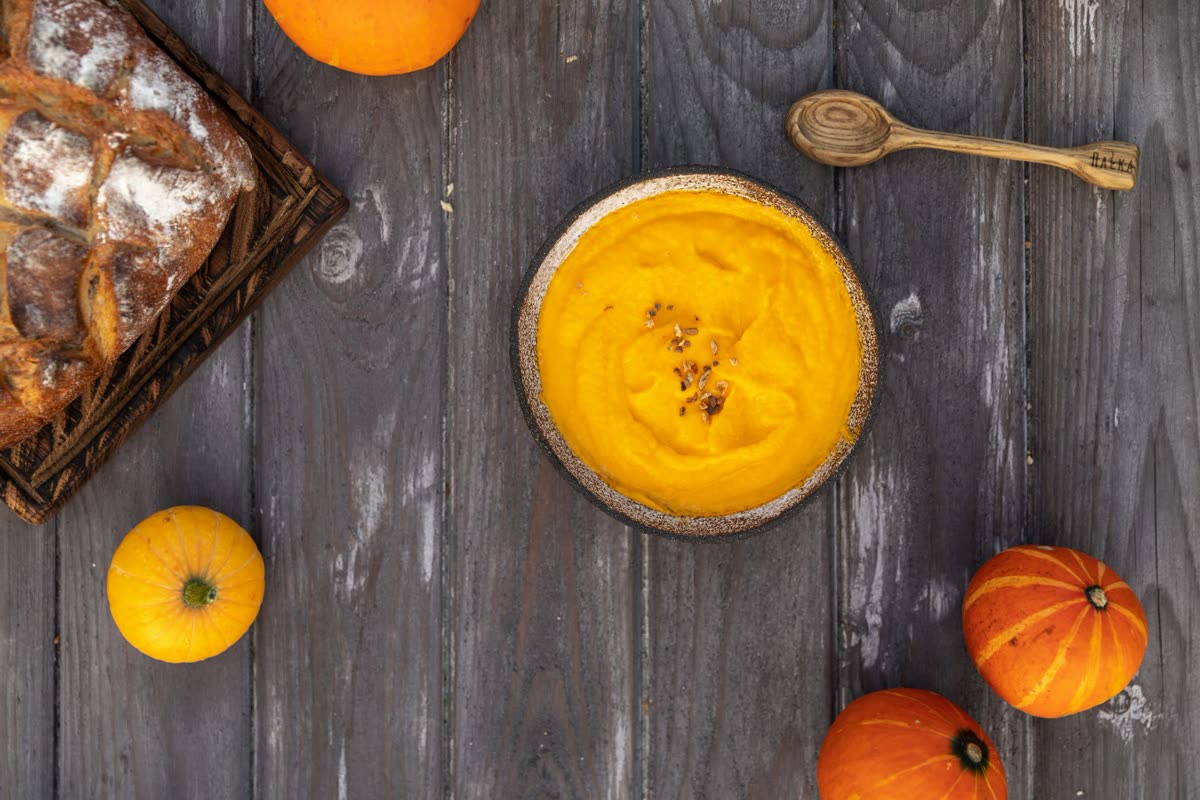 Velouté de potiron et carottes au cumin
